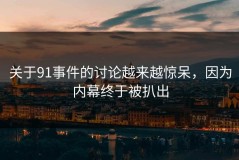 关于91事件的讨论越来越惊呆，因为内幕终于被扒出