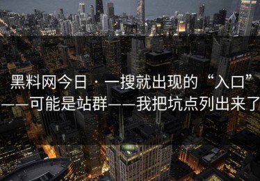 黑料网今日 · 一搜就出现的“入口”——可能是站群——我把坑点列出来了