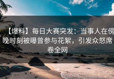 【爆料】每日大赛突发：当事人在傍晚时刻被曝曾参与花絮，引发众怒席卷全网