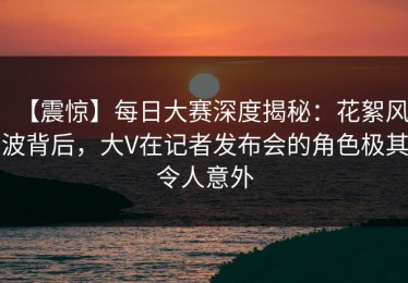 【震惊】每日大赛深度揭秘：花絮风波背后，大V在记者发布会的角色极其令人意外