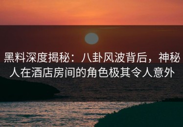 黑料深度揭秘：八卦风波背后，神秘人在酒店房间的角色极其令人意外