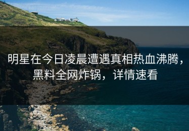 明星在今日凌晨遭遇真相热血沸腾，黑料全网炸锅，详情速看