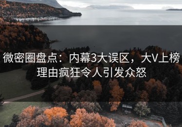 微密圈盘点：内幕3大误区，大V上榜理由疯狂令人引发众怒