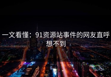 一文看懂：91资源站事件的网友直呼想不到