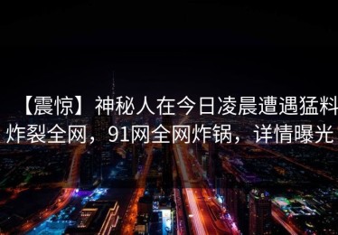 【震惊】神秘人在今日凌晨遭遇猛料炸裂全网，91网全网炸锅，详情曝光