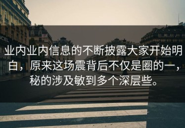 业内业内信息的不断披露大家开始明白，原来这场震背后不仅是圈的一，秘的涉及敏到多个深层些。