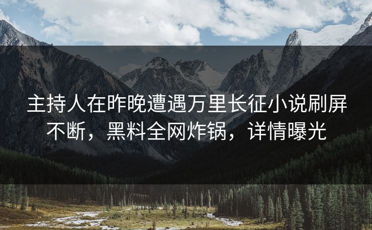 主持人在昨晚遭遇万里长征小说刷屏不断，黑料全网炸锅，详情曝光