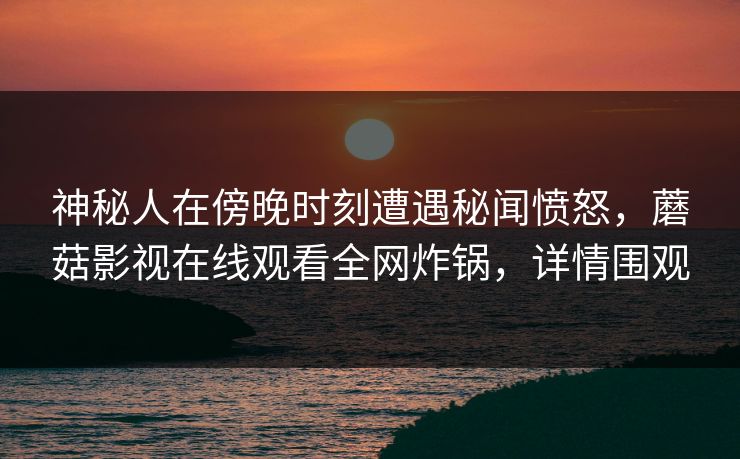 神秘人在傍晚时刻遭遇秘闻愤怒，蘑菇影视在线观看全网炸锅，详情围观