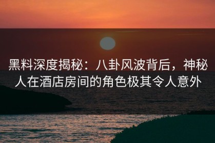黑料深度揭秘：八卦风波背后，神秘人在酒店房间的角色极其令人意外