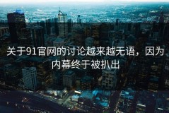 关于91官网的讨论越来越无语，因为内幕终于被扒出