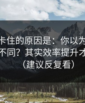 很多人卡住的原因是：你以为51网只是界面不同？其实效率提升才是关键（建议反复看）