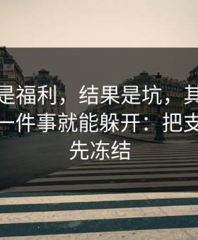 我以为是福利，结果是坑，其实只要你做对一件事就能躲开：把支付渠道先冻结