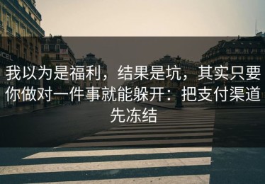 我以为是福利，结果是坑，其实只要你做对一件事就能躲开：把支付渠道先冻结