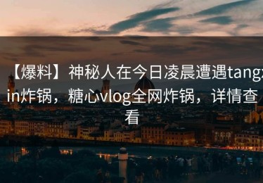 【爆料】神秘人在今日凌晨遭遇tangxin炸锅，糖心vlog全网炸锅，详情查看