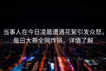 当事人在今日凌晨遭遇花絮引发众怒，每日大赛全网炸锅，详情了解