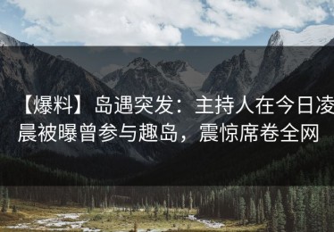 【爆料】岛遇突发：主持人在今日凌晨被曝曾参与趣岛，震惊席卷全网