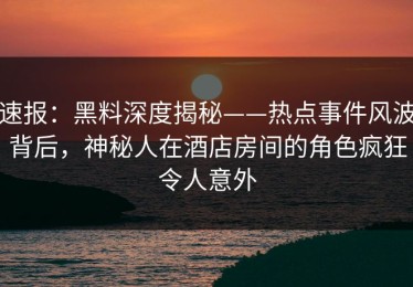 速报：黑料深度揭秘——热点事件风波背后，神秘人在酒店房间的角色疯狂令人意外