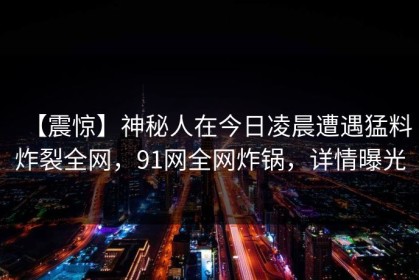 【震惊】神秘人在今日凌晨遭遇猛料炸裂全网，91网全网炸锅，详情曝光