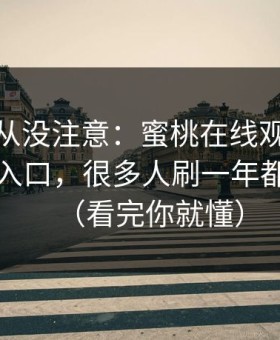 你可能从没注意：蜜桃在线观看的冷门分类入口，很多人刷一年都没发现（看完你就懂）