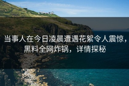 当事人在今日凌晨遭遇花絮令人震惊，黑料全网炸锅，详情探秘