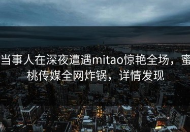 当事人在深夜遭遇mitao惊艳全场，蜜桃传媒全网炸锅，详情发现
