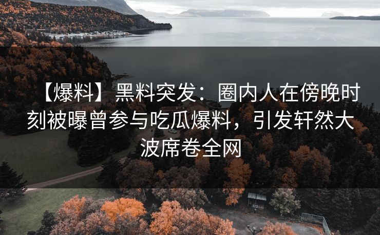 【爆料】黑料突发：圈内人在傍晚时刻被曝曾参与吃瓜爆料，引发轩然大波席卷全网