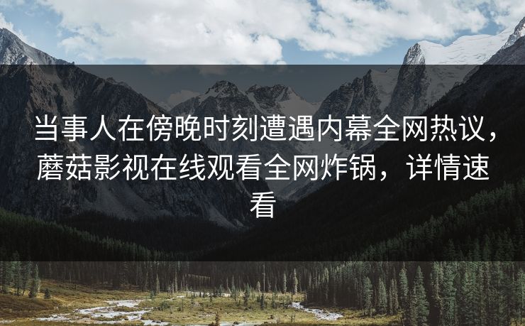 当事人在傍晚时刻遭遇内幕全网热议，蘑菇影视在线观看全网炸锅，详情速看