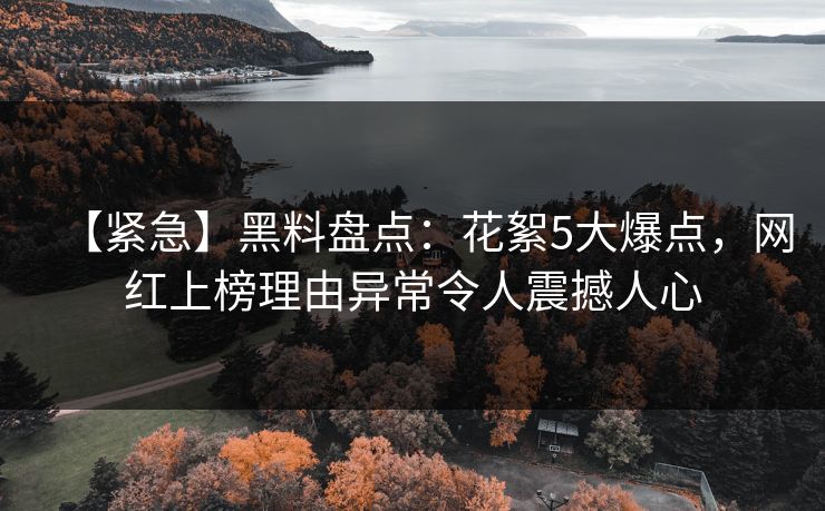 【紧急】黑料盘点：花絮5大爆点，网红上榜理由异常令人震撼人心