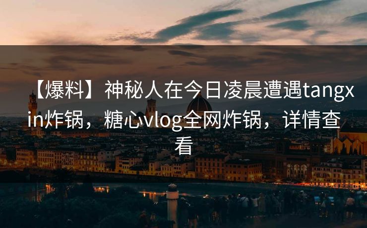 【爆料】神秘人在今日凌晨遭遇tangxin炸锅，糖心vlog全网炸锅，详情查看